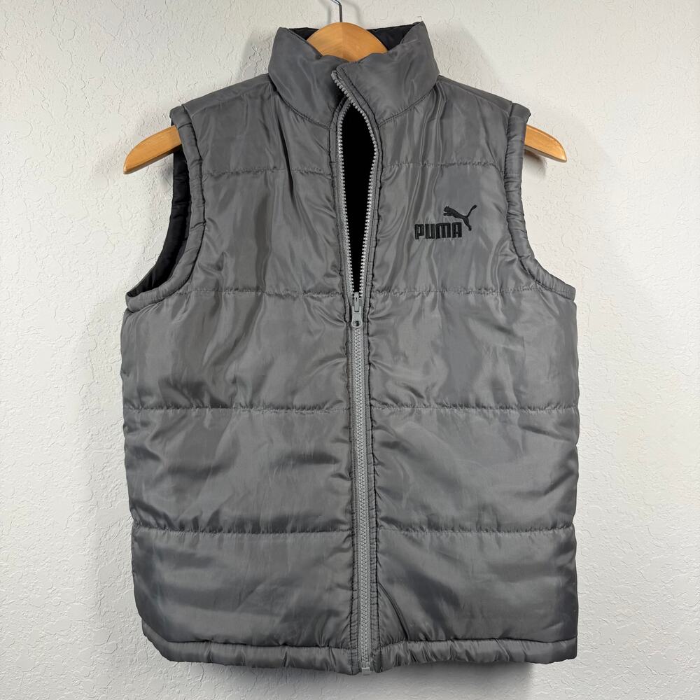 Women's Puma Reversible Black and Gray Quilted Zip Front Vest Size‎ L